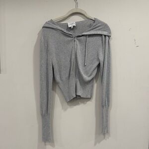 Pink Rose Gray Zip-Up Hoodie